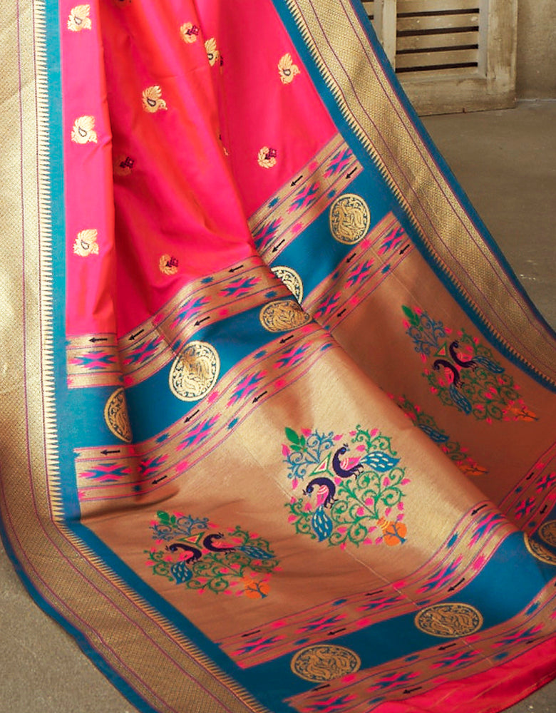 Rajwadi Paithani Silk Saree Pink