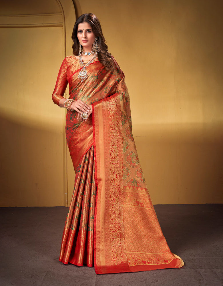 Nirvana Dharma Varam Silk Saree Red (V1)