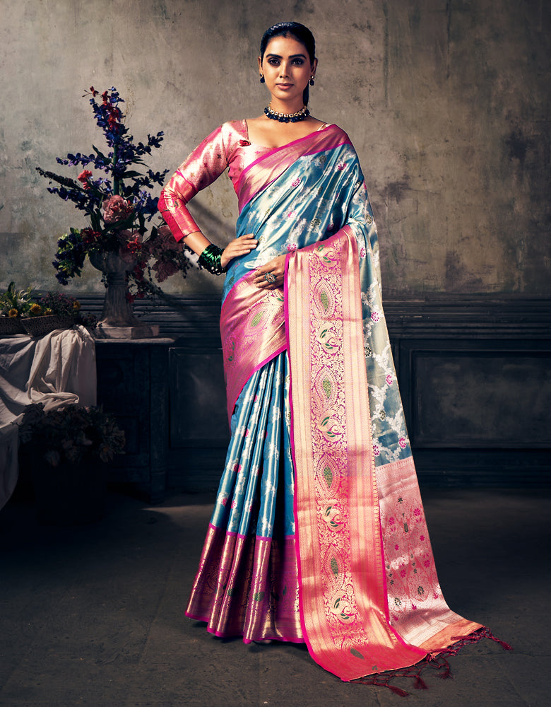 Nirvana Kanjivaram Silk Saree Blue (V1)