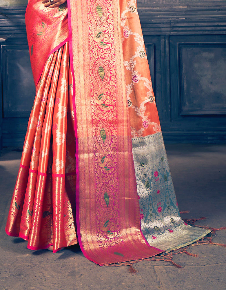 Nirvana Kanjivaram Silk Saree Orange (V1)