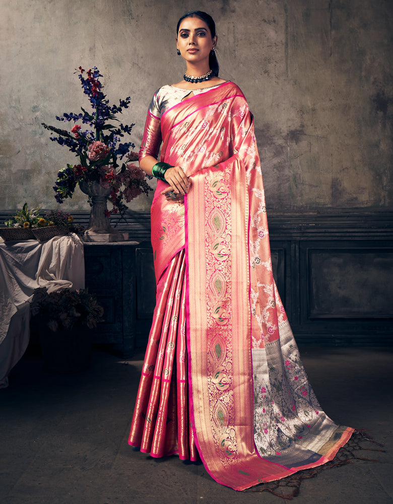 Nirvana Kanjivaram Silk Saree Pink (V1)