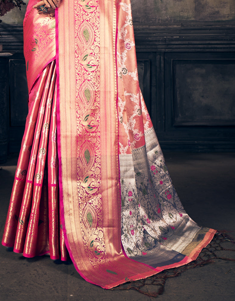 Nirvana Kanjivaram Silk Saree Pink (V1)