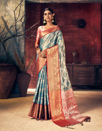 Nirvana Kanjivaram Silk Saree Blue (V2)