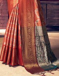 Nirvana Kanjivaram Silk Saree Orange (V2)