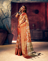 Nirvana Kanjivaram Silk Saree Tangy Orange (V2)