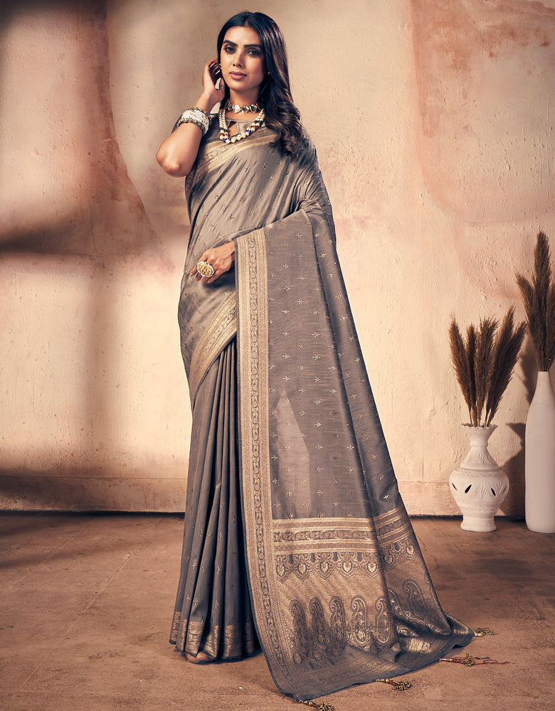 Shubhra Kanjivaram Silk Saree Beige