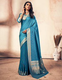 Shubhra Kanjivaram Silk Saree Blue