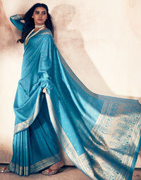 Shubhra Kanjivaram Silk Saree Blue