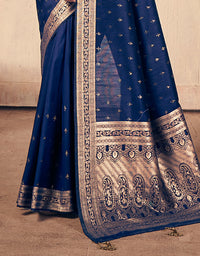 Shubhra Kanjivaram Silk Saree Navy Blue