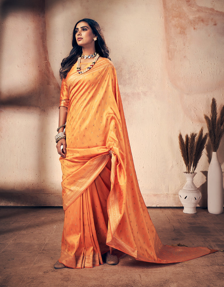 Shubhra Kanjivaram Silk Saree Orange