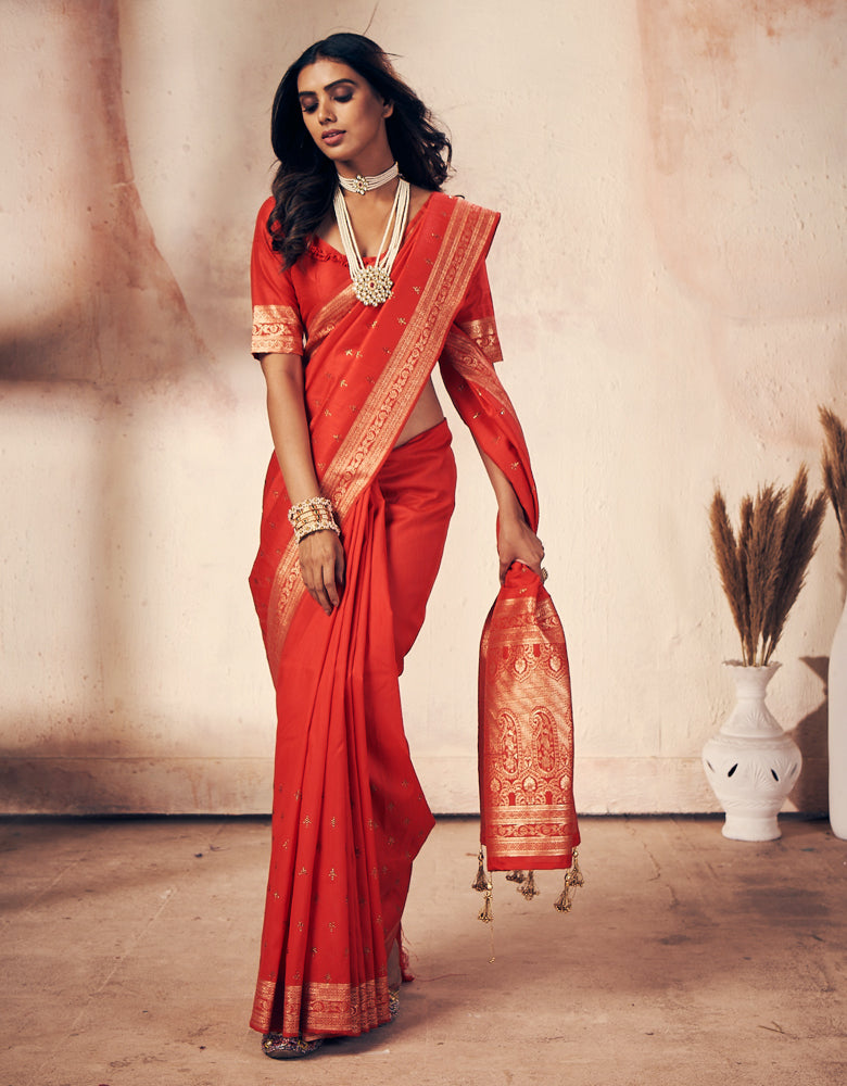 Shubhra Kanjivaram Silk Saree Red