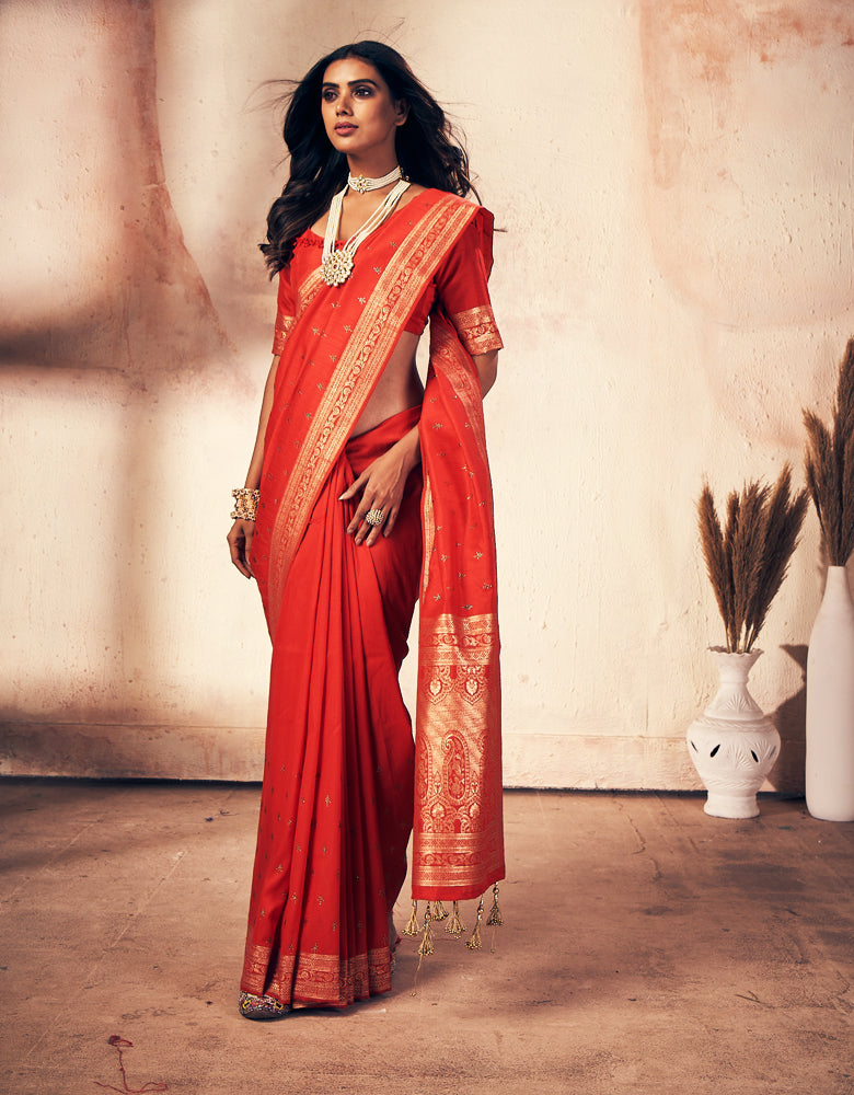 Shubhra Kanjivaram Silk Saree Red