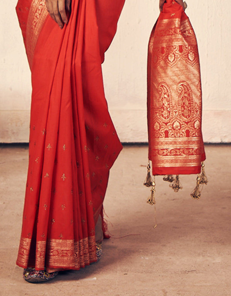Shubhra Kanjivaram Silk Saree Red