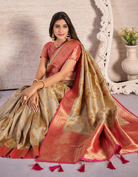 The Happy Vastra Silk Saree Beige