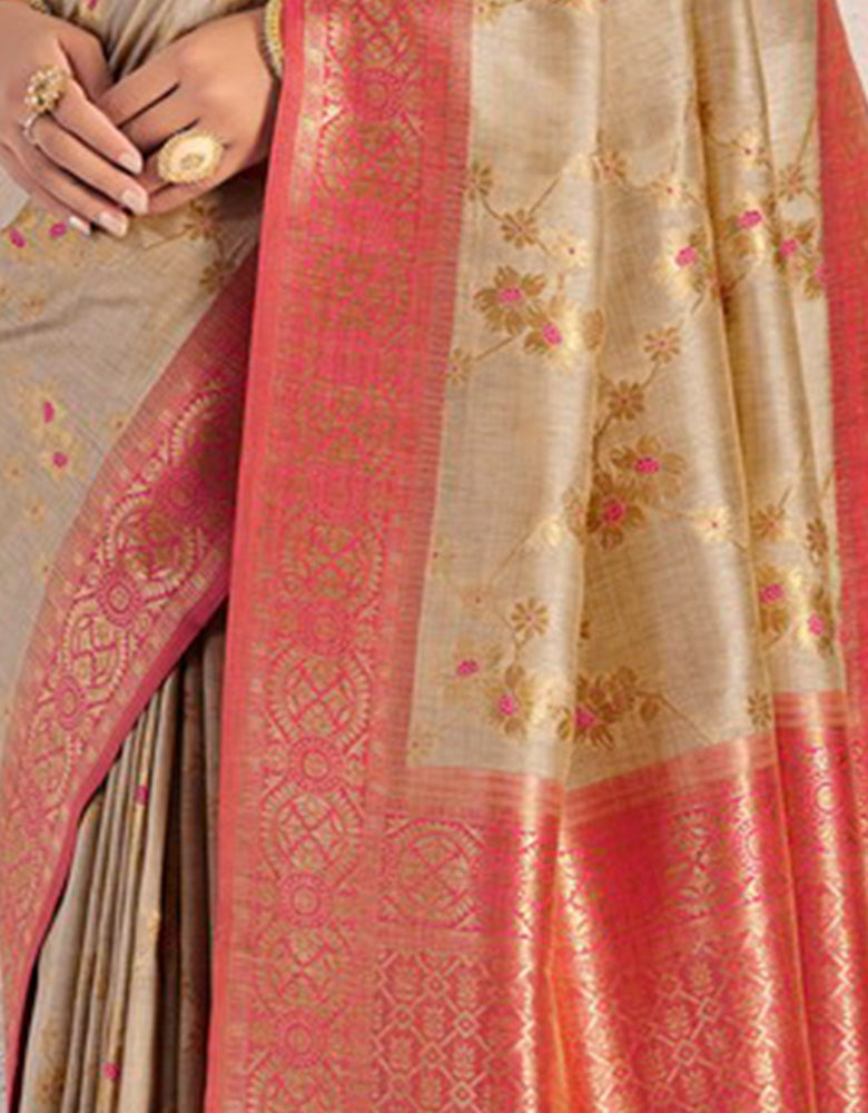 The Happy Vastra Silk Saree Beige