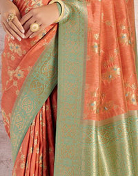 The Happy Vastra Silk Saree Salmon Orange