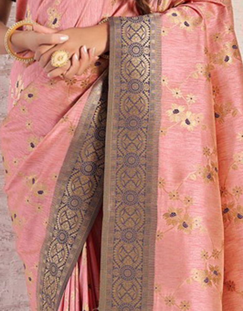 The Happy Vastra Silk Saree Salmon