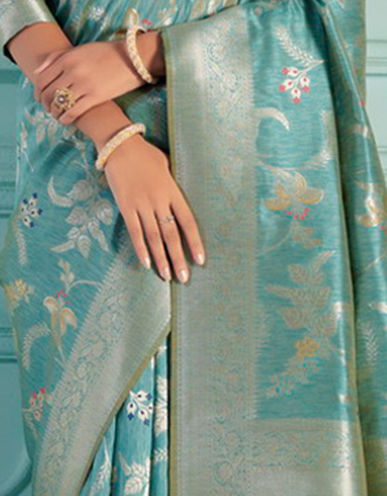 The Holy Vastra Silk Saree Blue