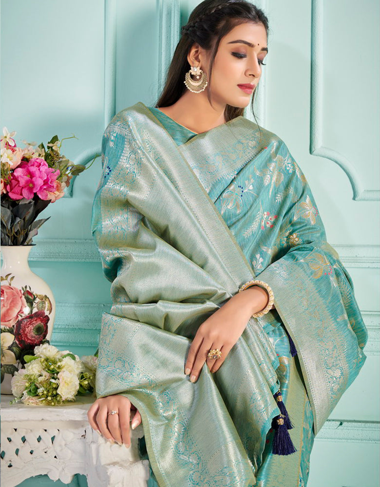 The Holy Vastra Silk Saree Blue