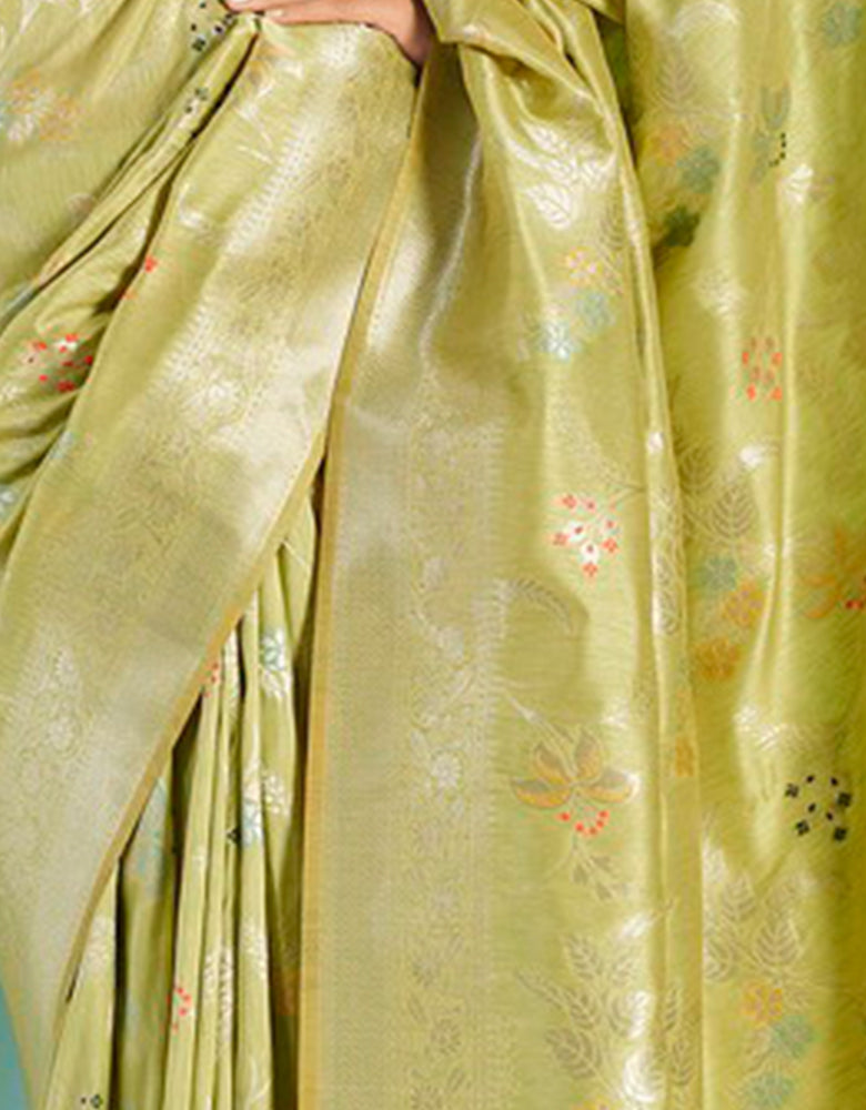 The Holy Vastra Silk Saree Lime Green