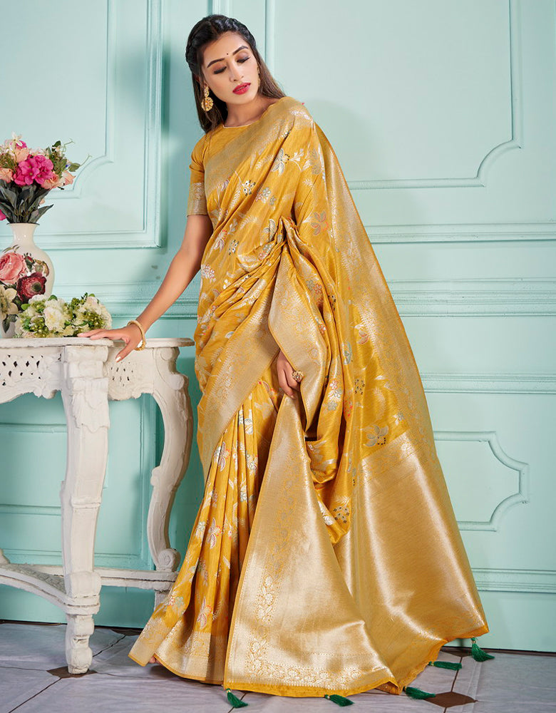 The Holy Vastra Silk Saree Yellow