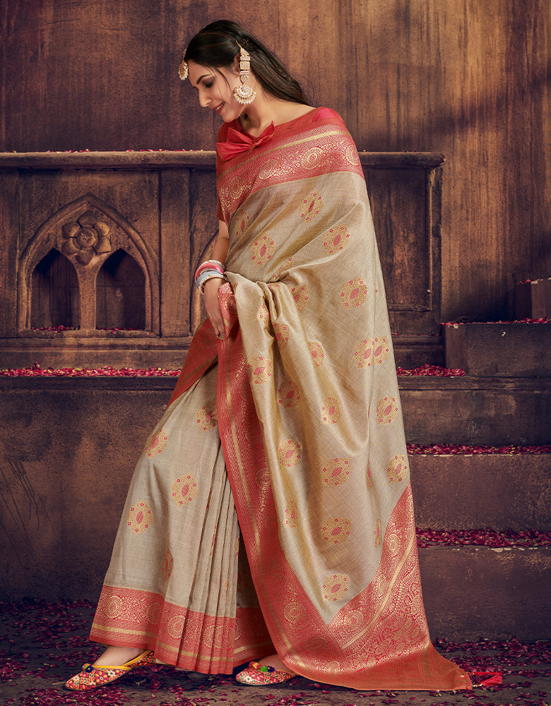 The Intense Vastra Silk Saree Beige