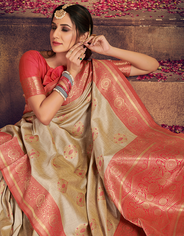 The Intense Vastra Silk Saree Beige