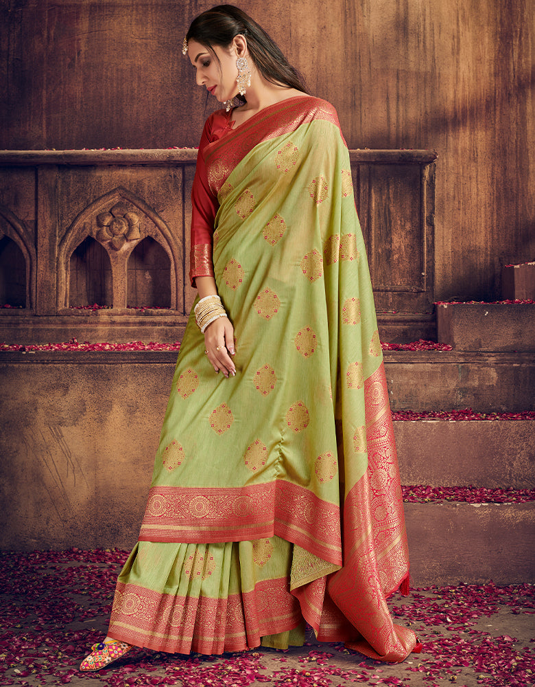 The Intense Vastra Silk Saree Lime Green