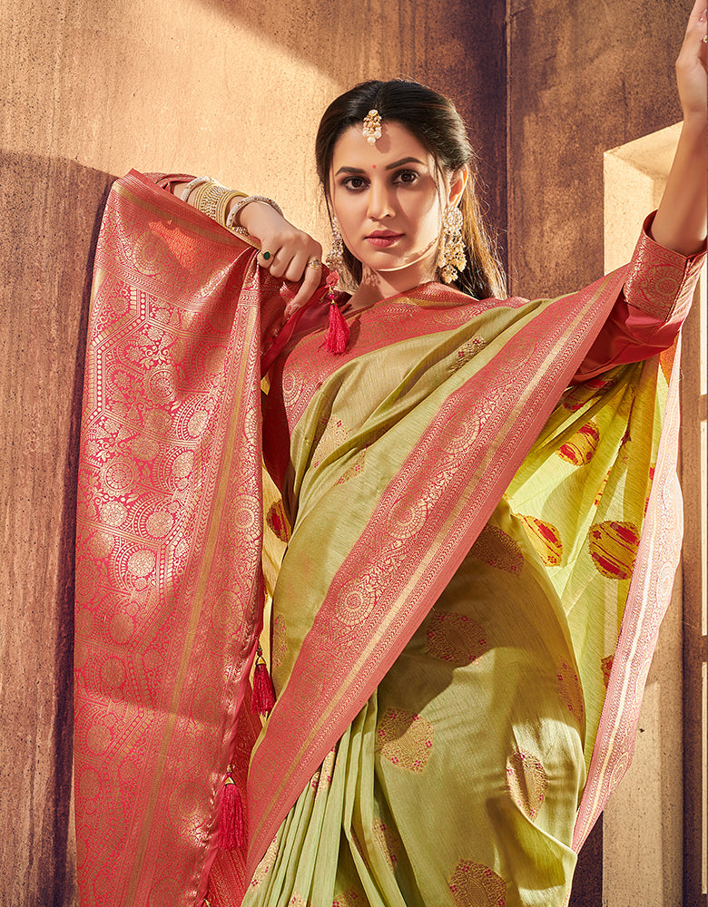 The Intense Vastra Silk Saree Lime Green