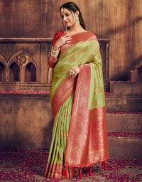 The Intense Vastra Silk Saree Lime Green