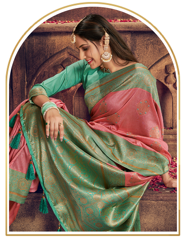 The Intense Vastra Silk Saree Salmon Pink