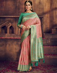 The Intense Vastra Silk Saree Salmon Pink