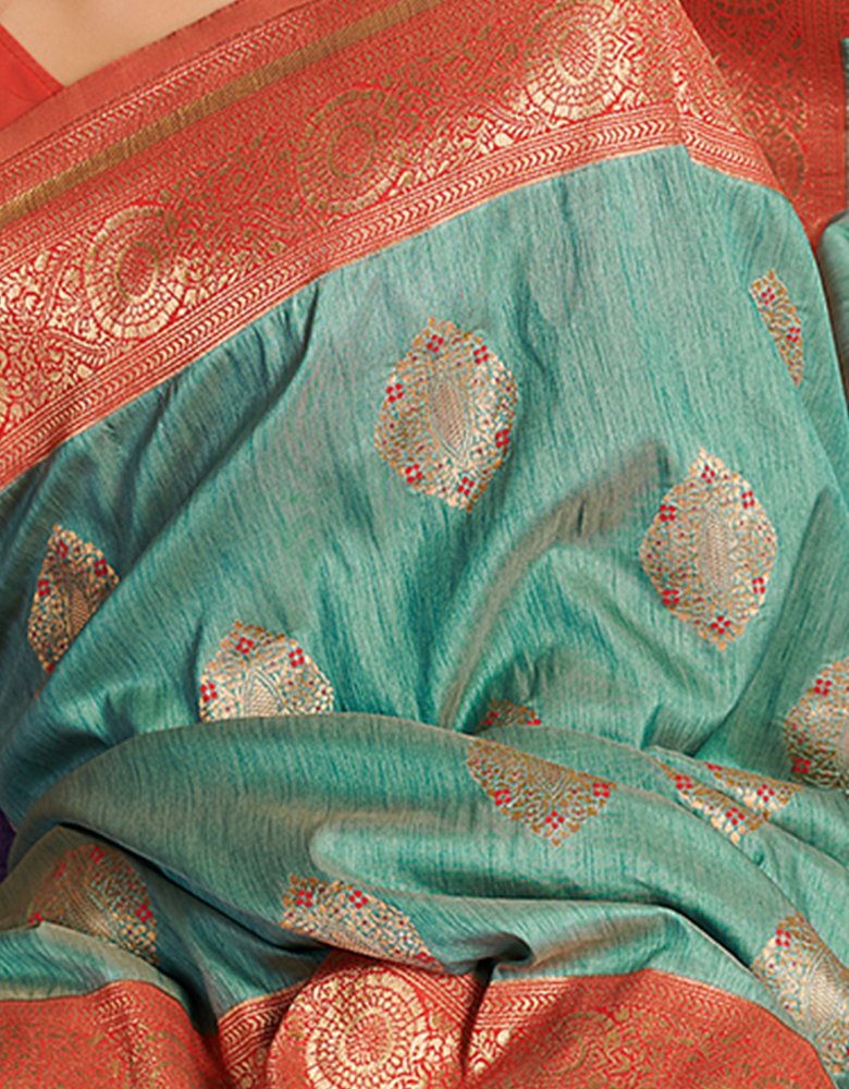 The Intense Vastra Silk Saree Tiffany Blue