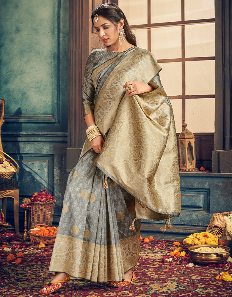 The Passion Vastra Silk Saree Ash