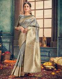 The Passion Vastra Silk Saree Ash