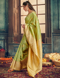 The Passion Vastra Silk Saree Lime Green