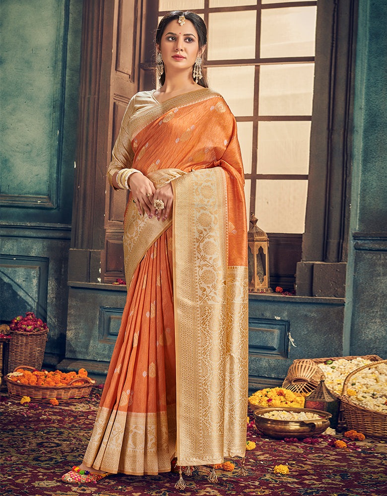 The Passion Vastra Silk Saree Orange