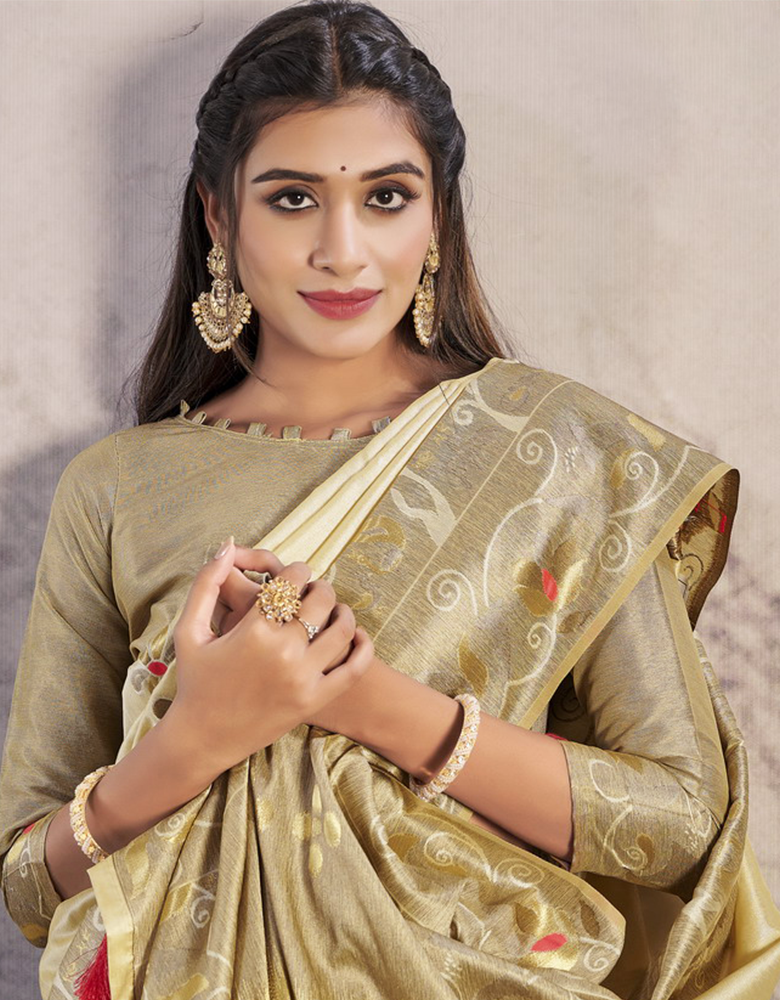 The Peace Vastra Silk Saree Golden Clay