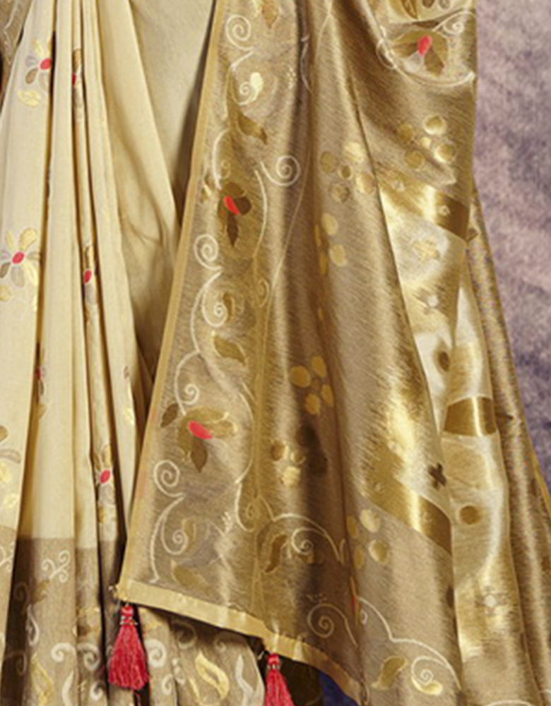 The Peace Vastra Silk Saree Golden Clay