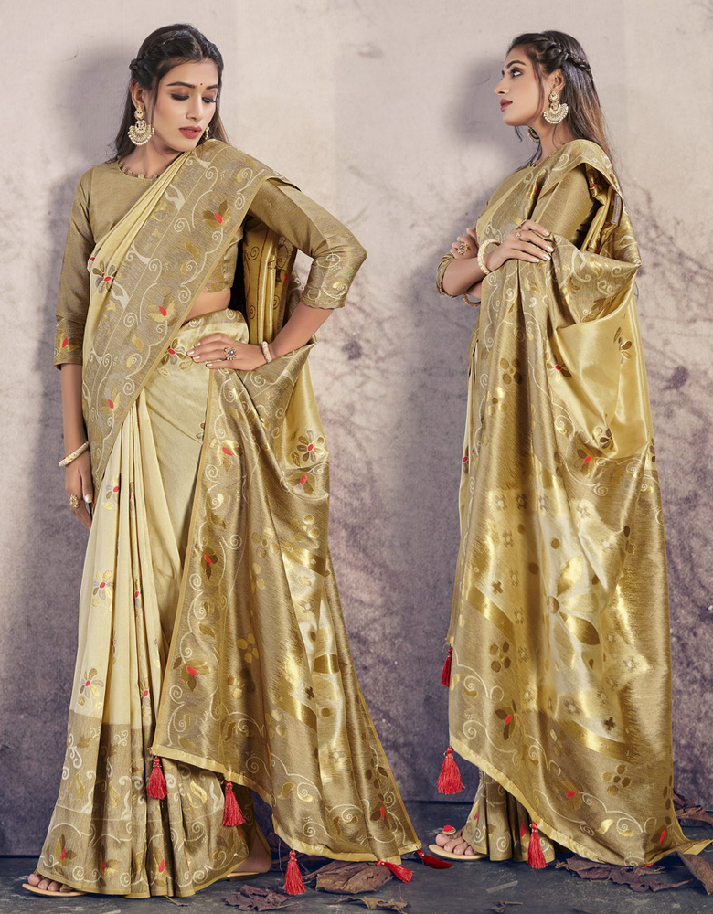 The Peace Vastra Silk Saree Golden Clay