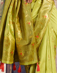 The Peace Vastra Silk Saree Lemon Green