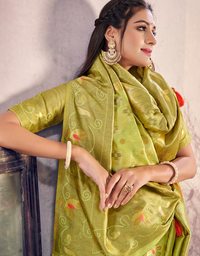 The Peace Vastra Silk Saree Lemon Green