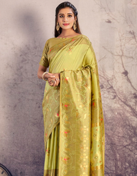 The Peace Vastra Silk Saree Lemon Green