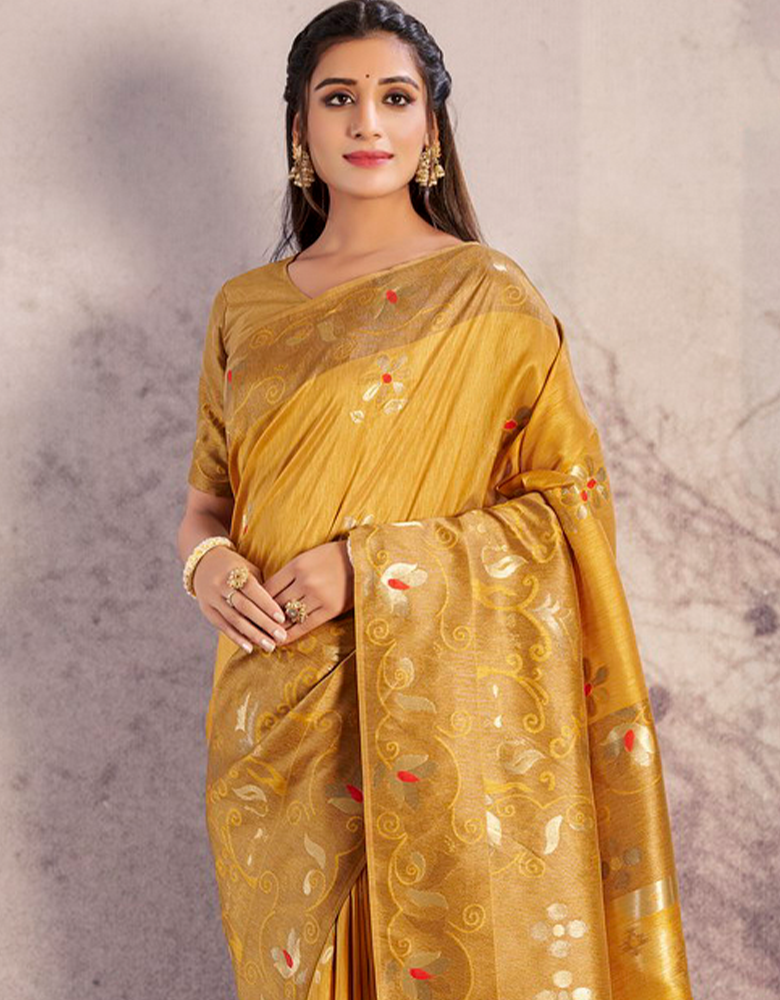 The Peace Vastra Silk Saree Mustard