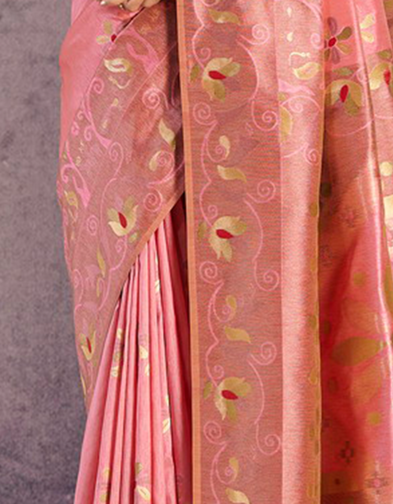 The Peace Vastra Silk Saree Pink