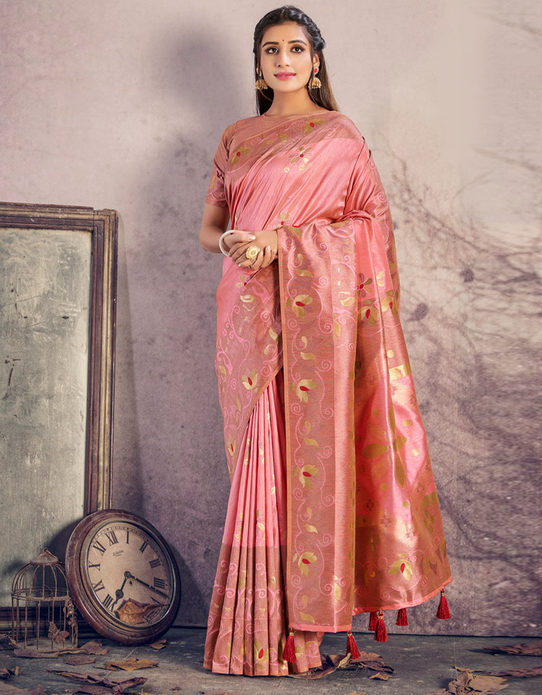 The Peace Vastra Silk Saree Pink