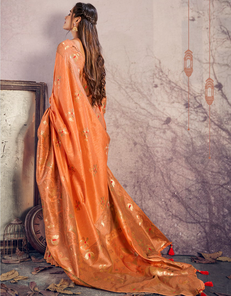 The Peace Vastra Silk Saree Salmon Orange