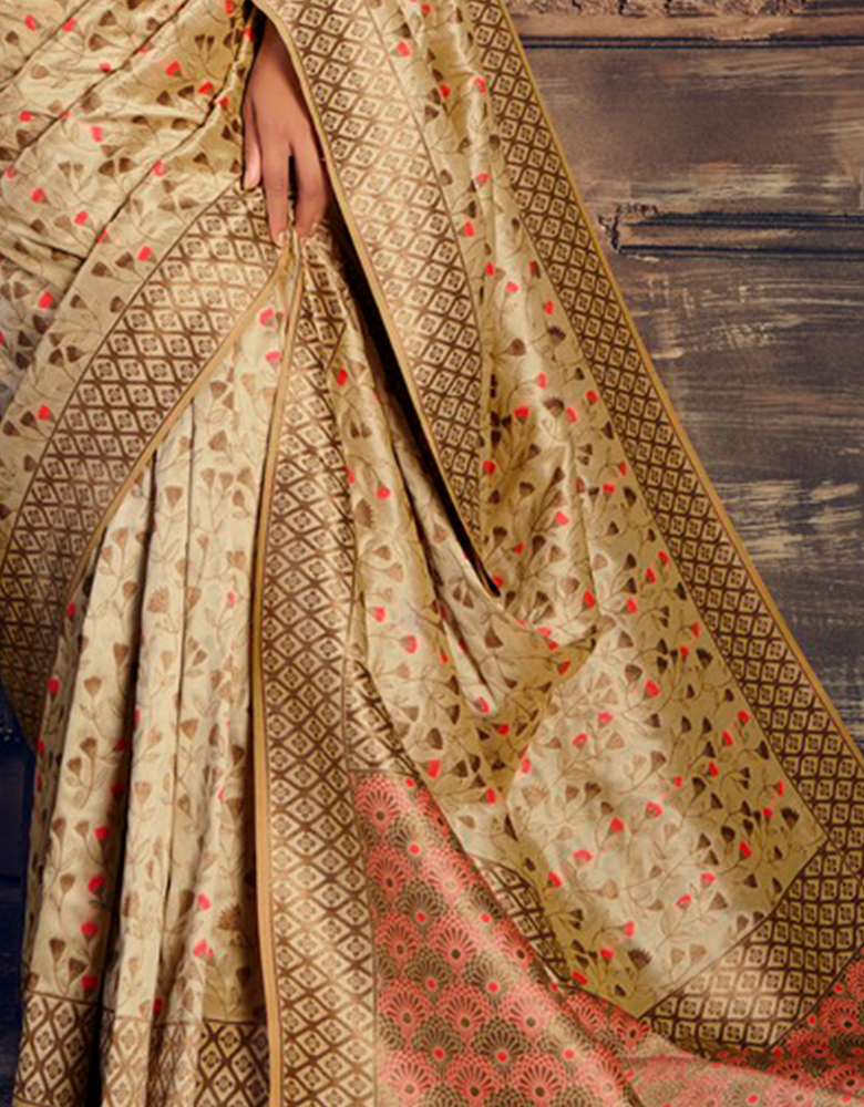 The Romance Vastra Silk Saree Beige