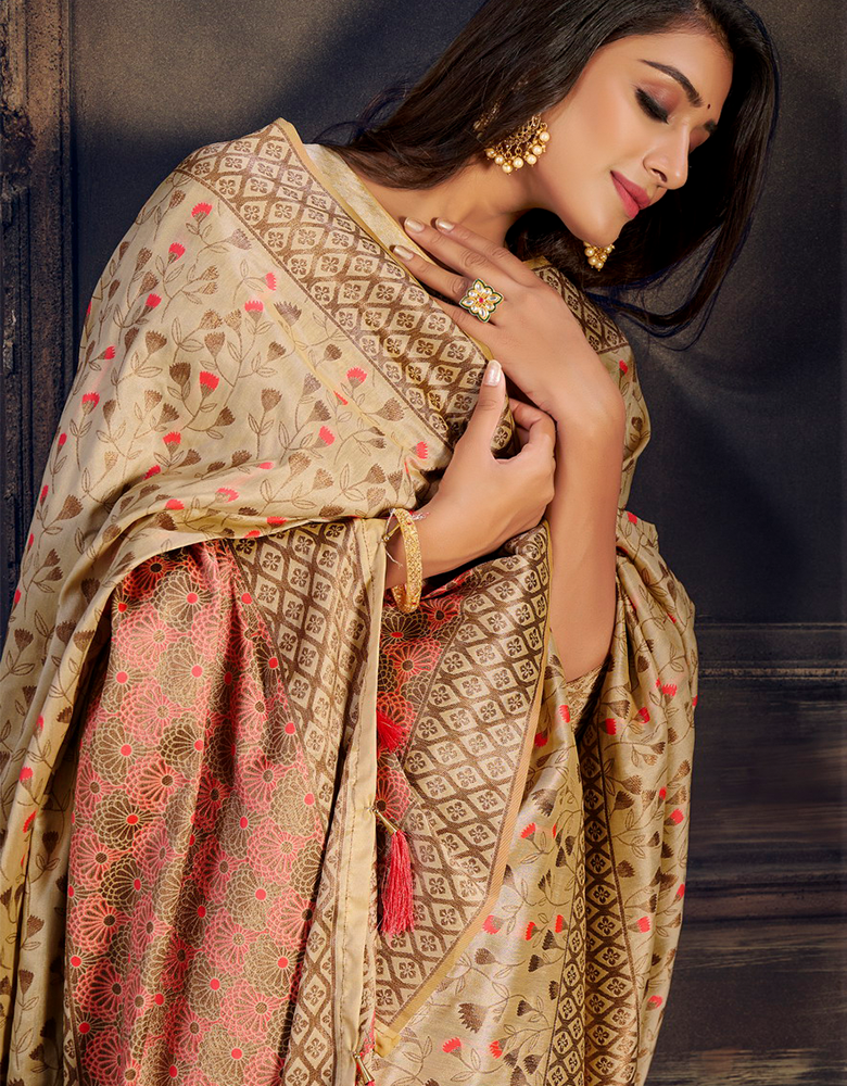 The Romance Vastra Silk Saree Beige