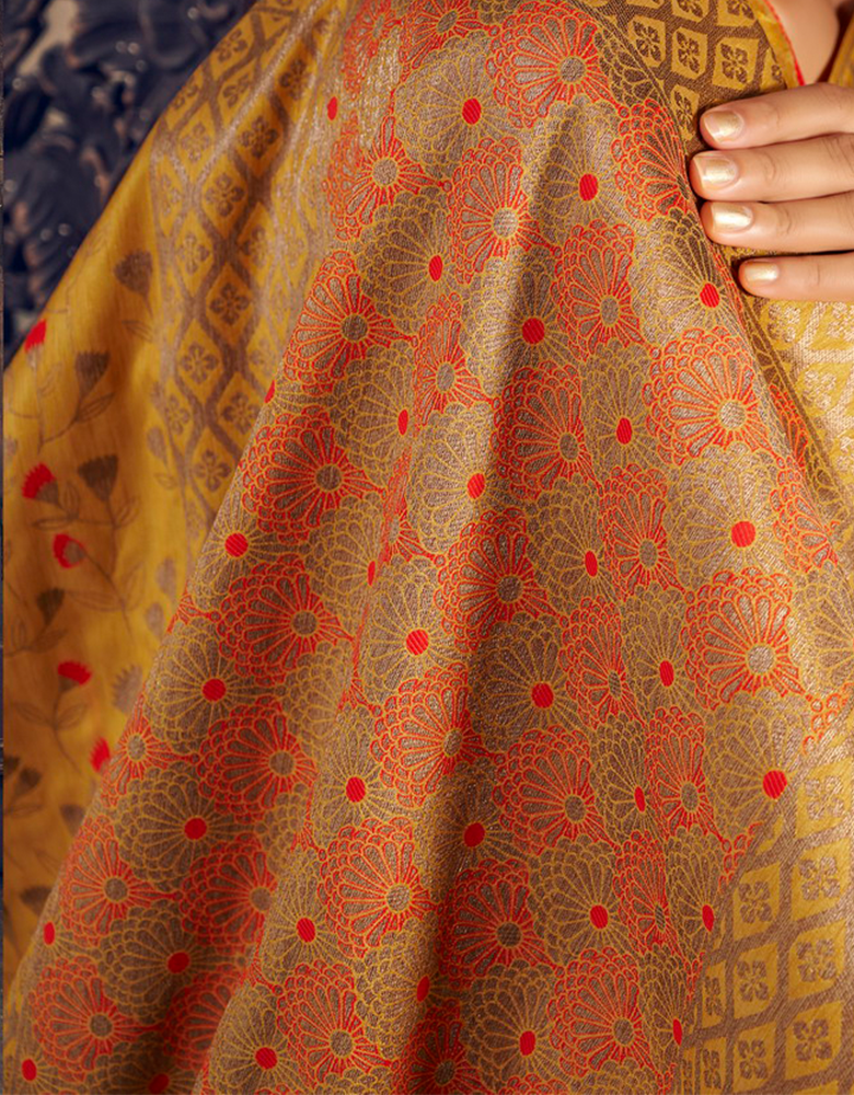 The Romance Vastra Silk Saree Mastard Yellow